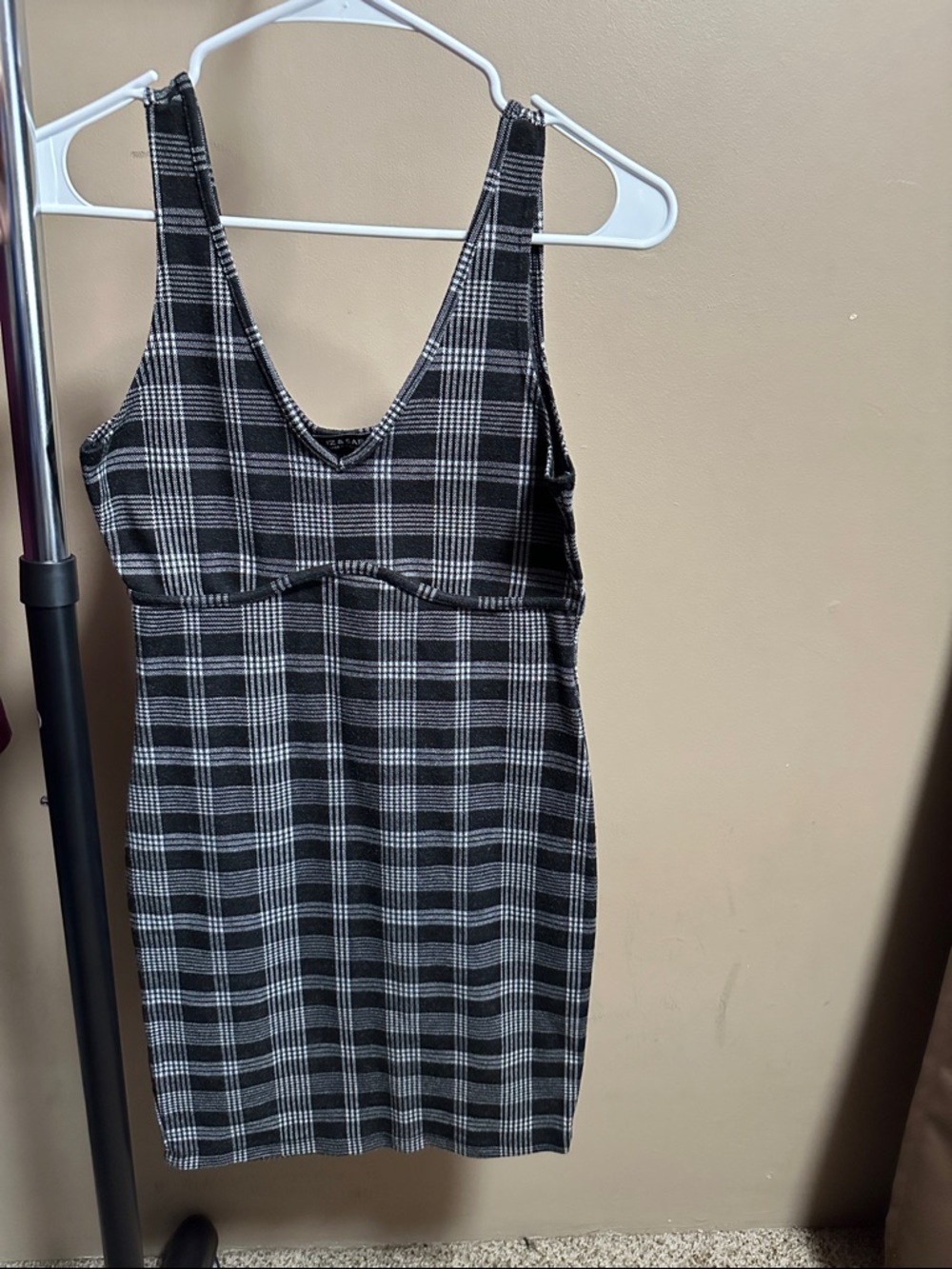 Liz & Sara Black & White Plaid Tank Dress